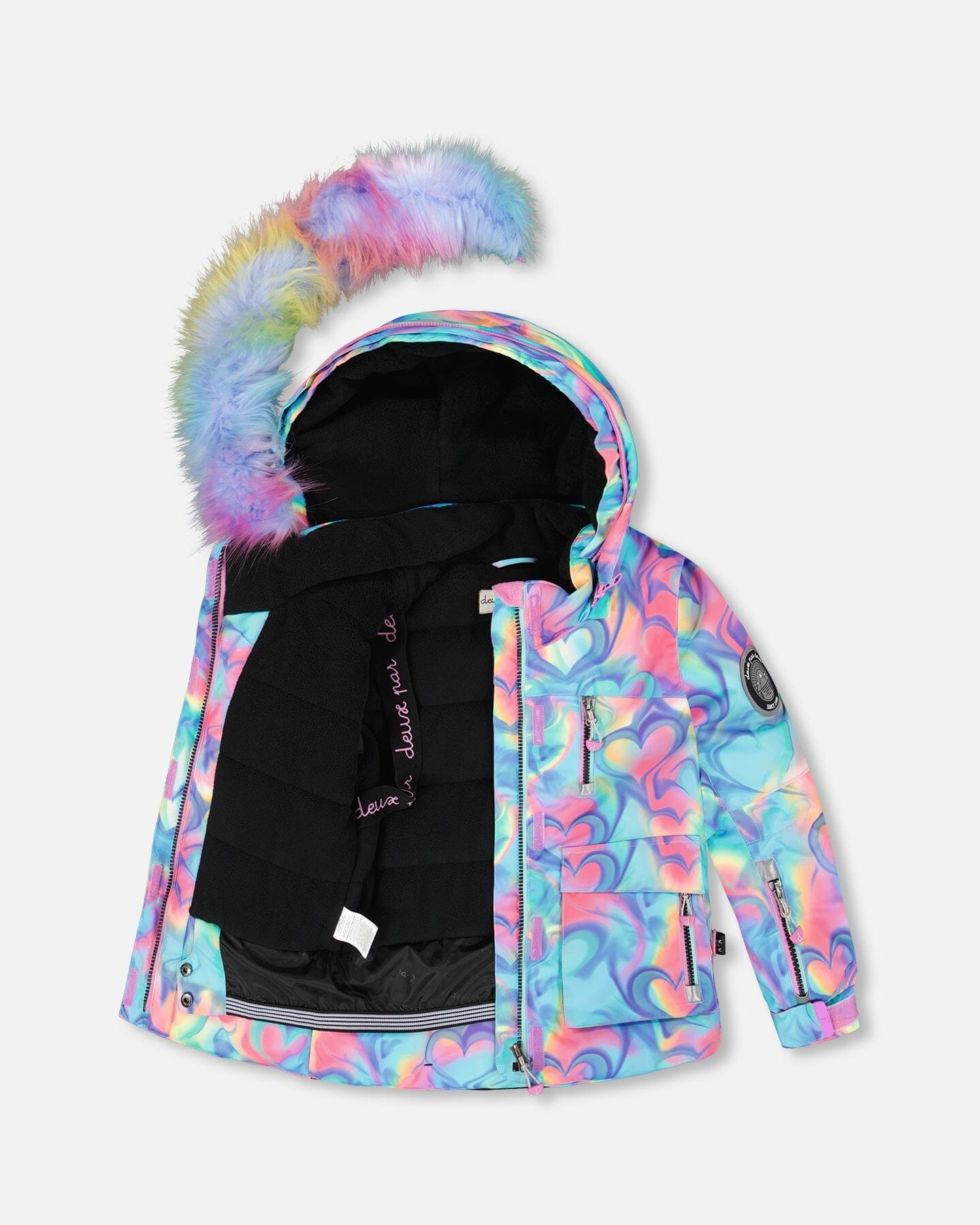 Ensemble de ski deux pièces noir avec imprimé multicolore