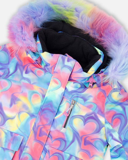 Ensemble de ski deux pièces noir avec imprimé multicolore
