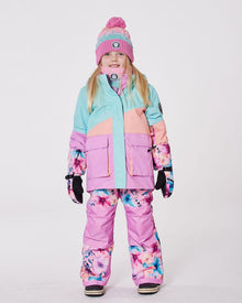 Ensemble de ski deux pièces imprimé fleuri aquarelle rose