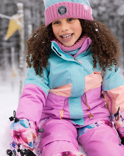 Ensemble de ski deux pièces imprimé fleuri aquarelle rose