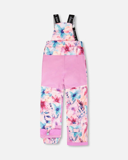 Ensemble de ski deux pièces imprimé fleuri aquarelle rose