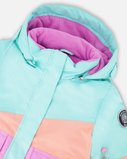 Ensemble de ski deux pièces imprimé fleuri aquarelle rose
