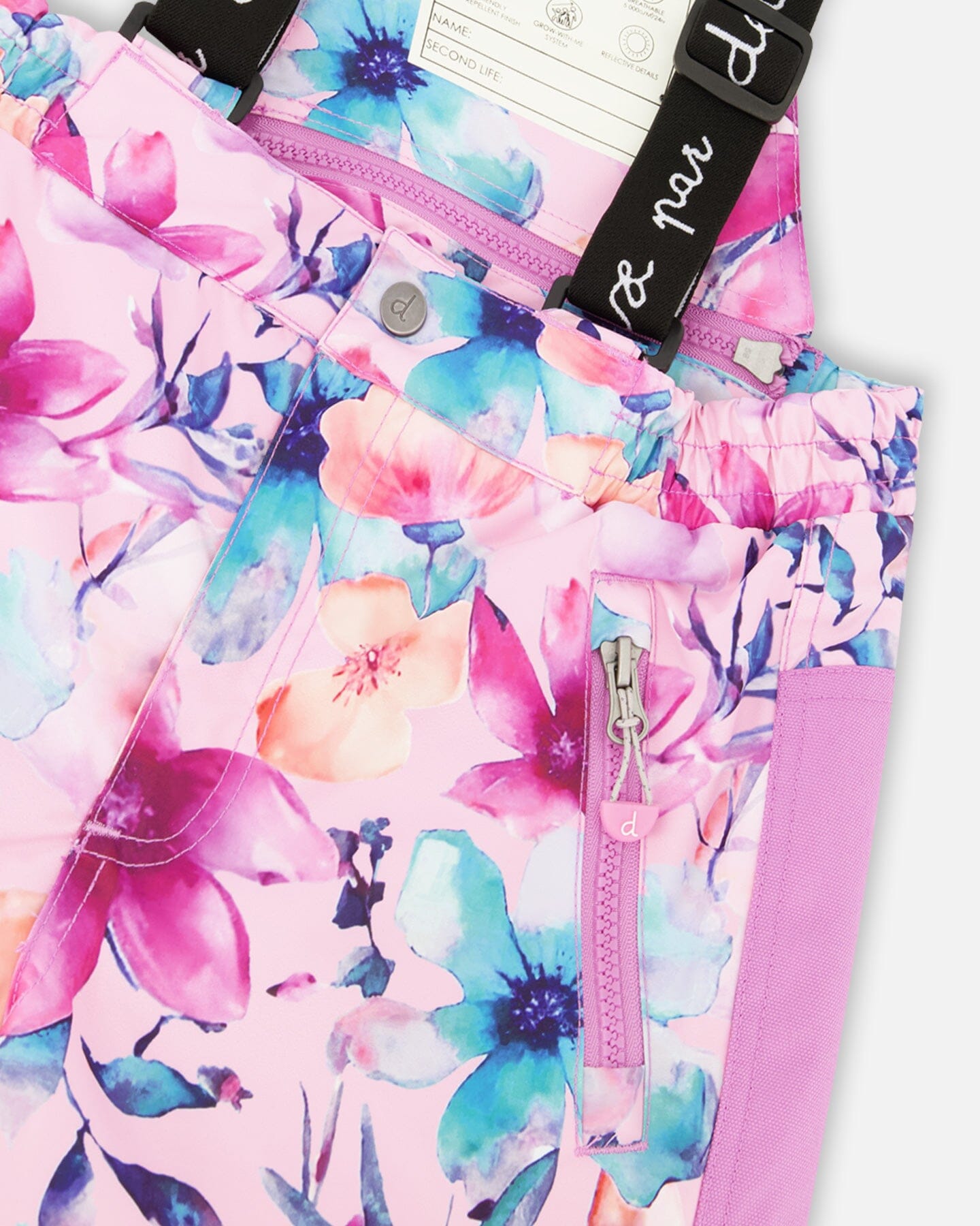 Ensemble de ski deux pièces imprimé fleuri aquarelle rose