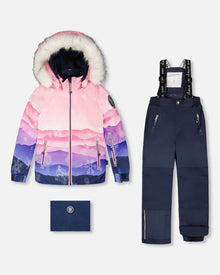 Ensemble de ski deux pièces avec veste imprimée bleu marine