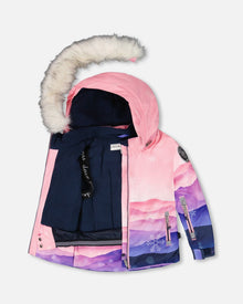 Ensemble de ski deux pièces avec veste imprimée bleu marine