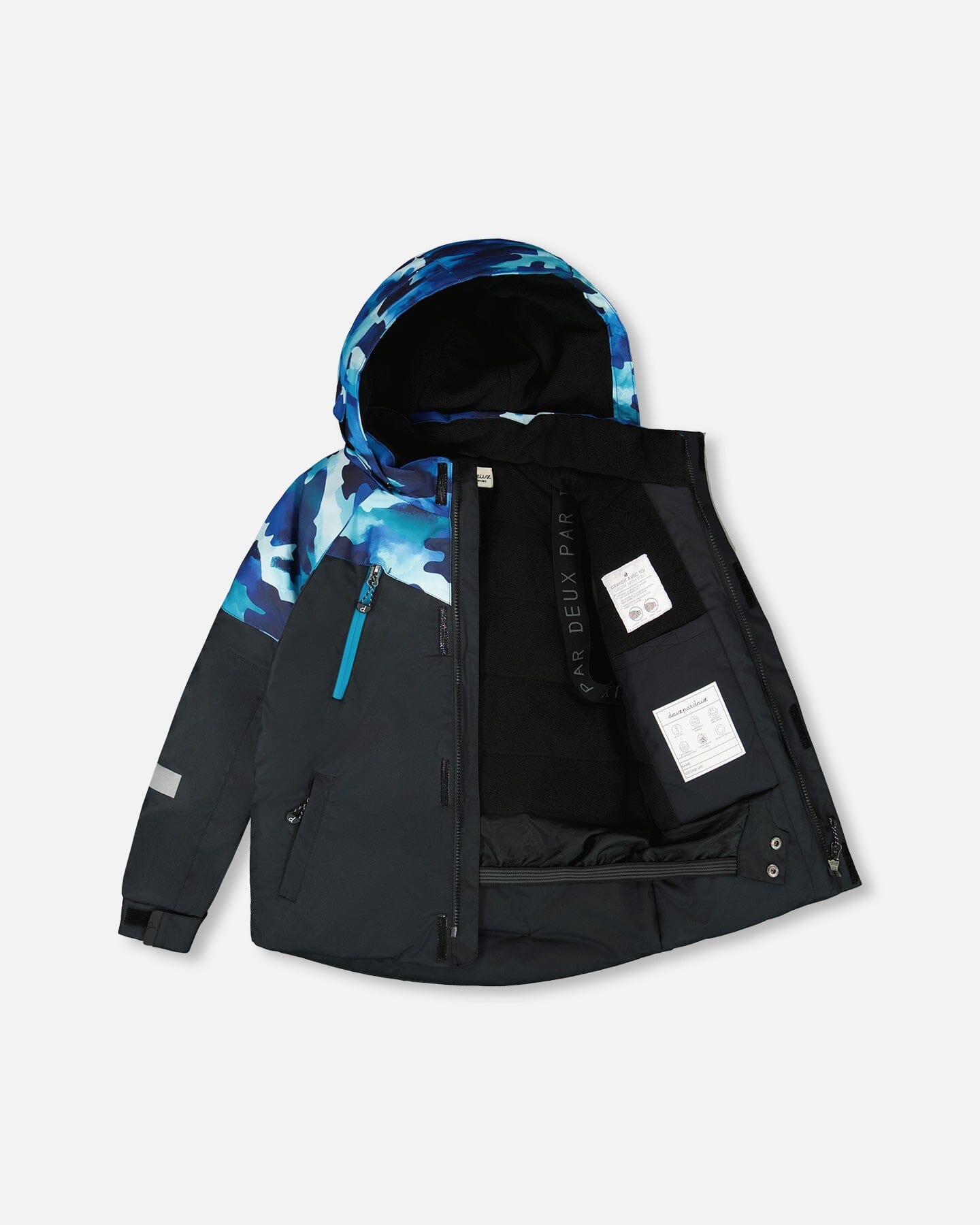 Combinaison de ski deux pièces bleu sarcelle camouflage