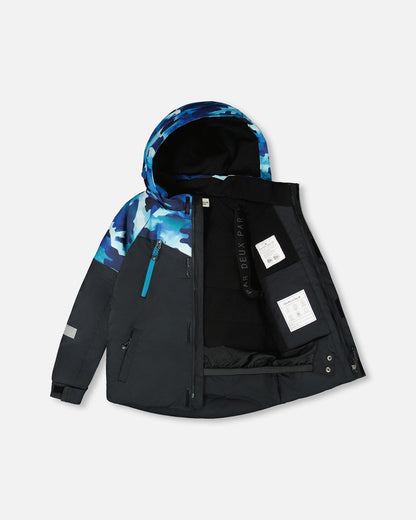 Combinaison de ski deux pièces bleu sarcelle camouflage