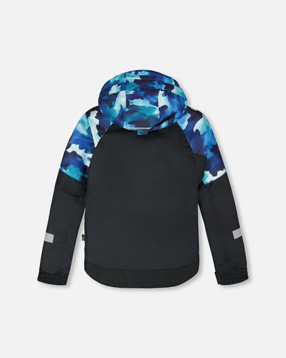 Combinaison de ski deux pièces bleu sarcelle camouflage