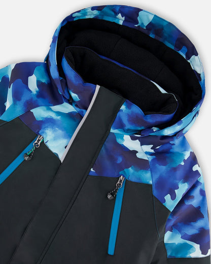 Combinaison de ski deux pièces bleu sarcelle camouflage