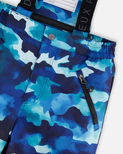 Combinaison de ski deux pièces bleu sarcelle camouflage