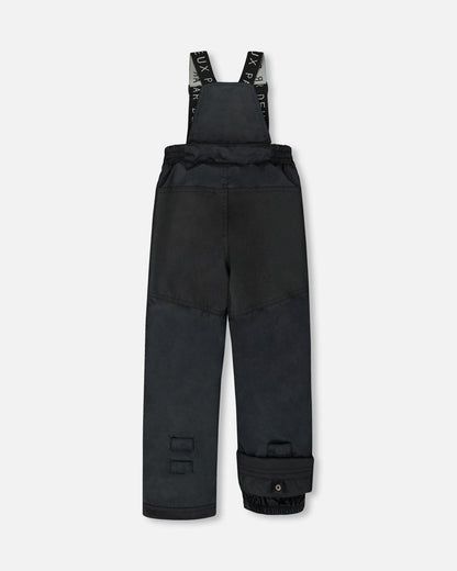Two-Piece Play Snowsuit With Printed Jacket And Solid Pant Black