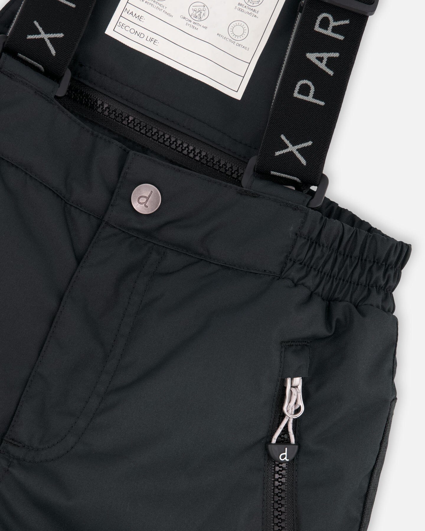 Two-Piece Play Snowsuit With Printed Jacket And Solid Pant Black