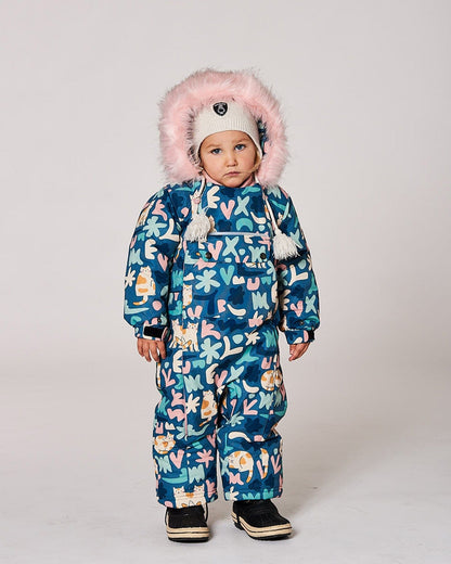 Combinaison de Neige pour Bébé, Imprimé Chat Vert, Conçue pour le Siège Auto