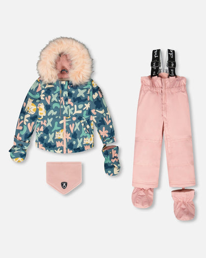 Ensemble de neige deux pièces bébé rose poudré