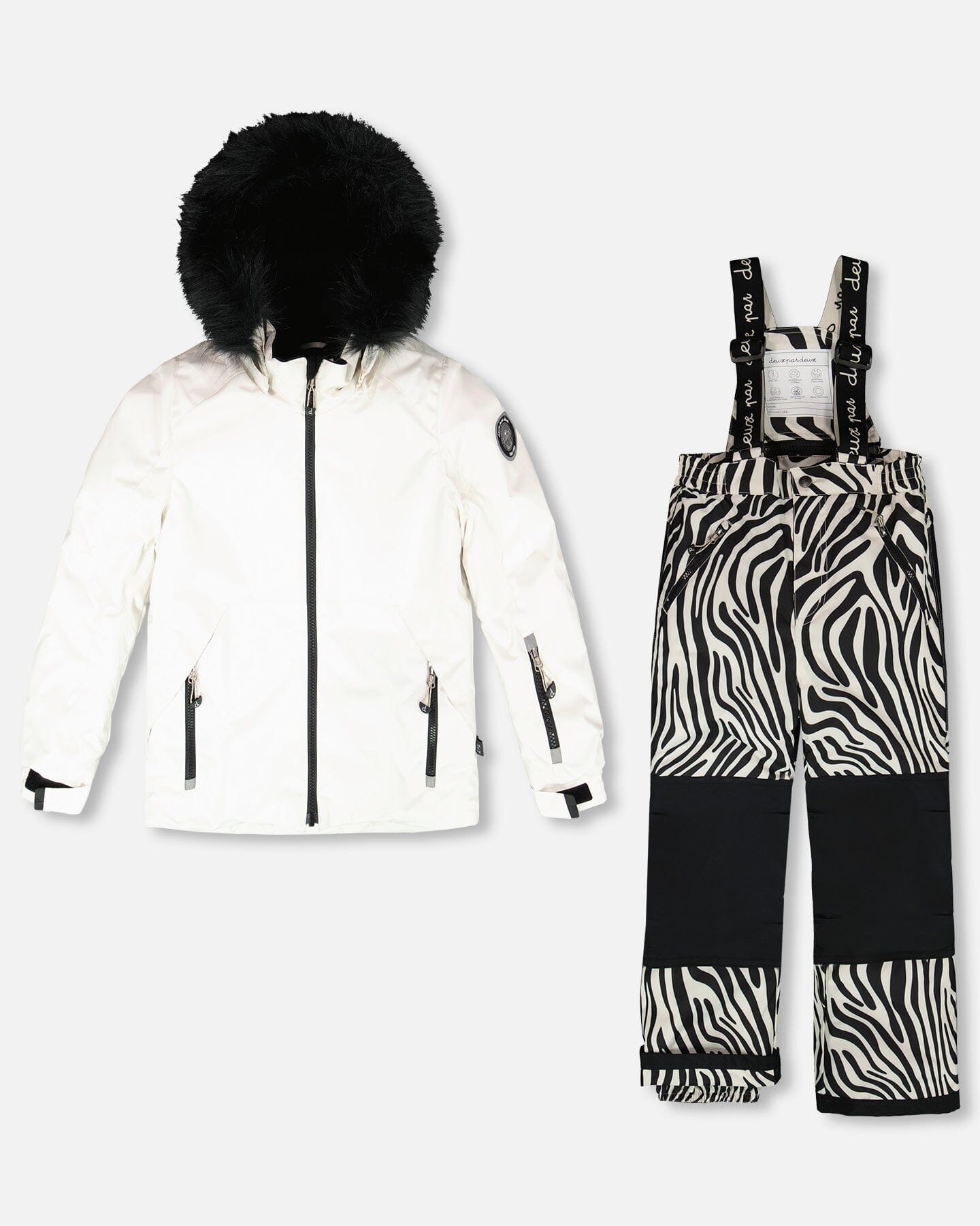 Ensemble de ski deux pièces écru avec pantalon imprimé