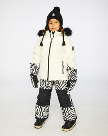 Ensemble de ski deux pièces écru avec pantalon imprimé