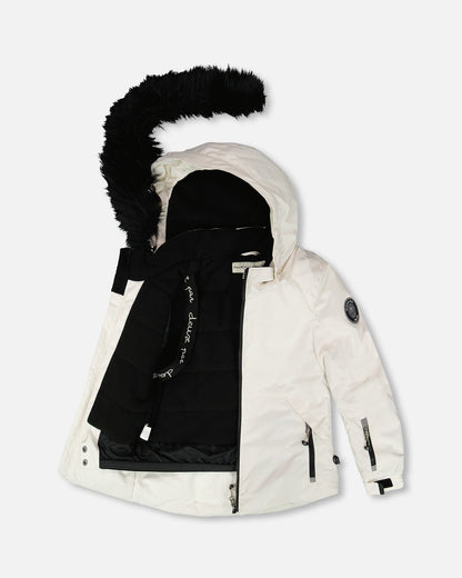 Ensemble de ski deux pièces écru avec pantalon imprimé