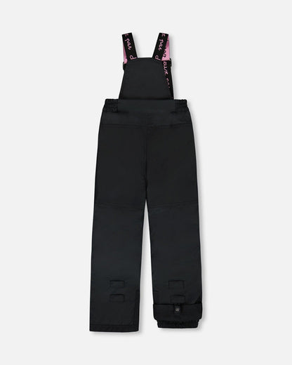 Two-Piece Play Snowsuit With Multicolor Print Jacket And Solid Pant Black