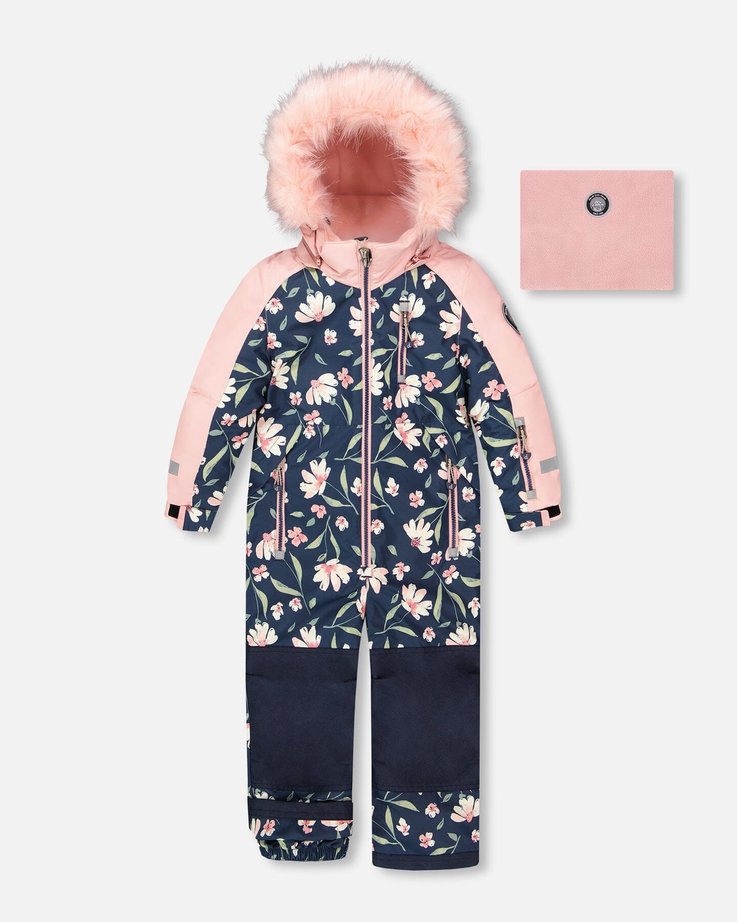 Combinaison de ski une pièce, imprimé floral marine