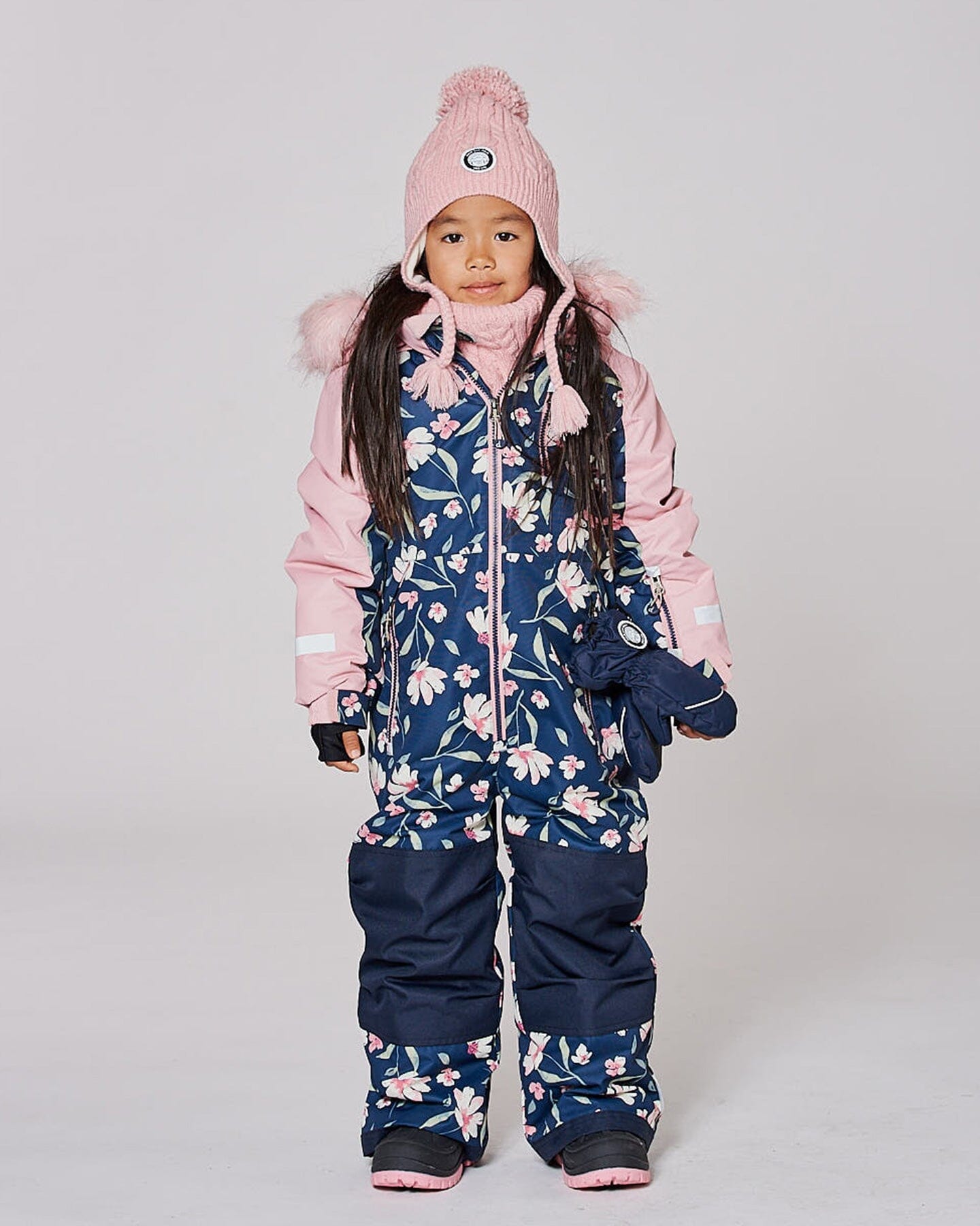 Combinaison de ski une pièce, imprimé floral marine