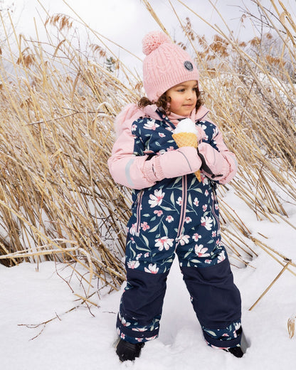 Combinaison de ski une pièce, imprimé floral marine