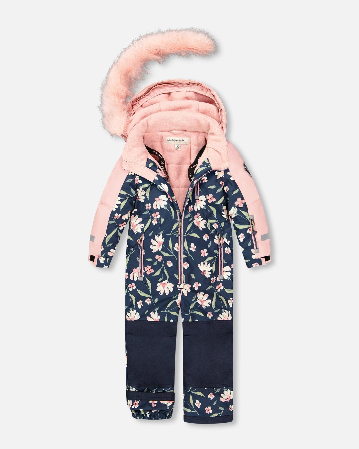 Combinaison de ski une pièce, imprimé floral marine