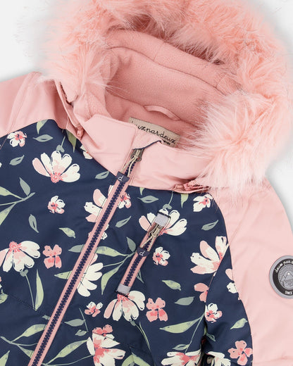 Combinaison de ski une pièce, imprimé floral marine