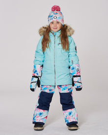 Ensemble de ski deux pièces imprimé fleuri bleu