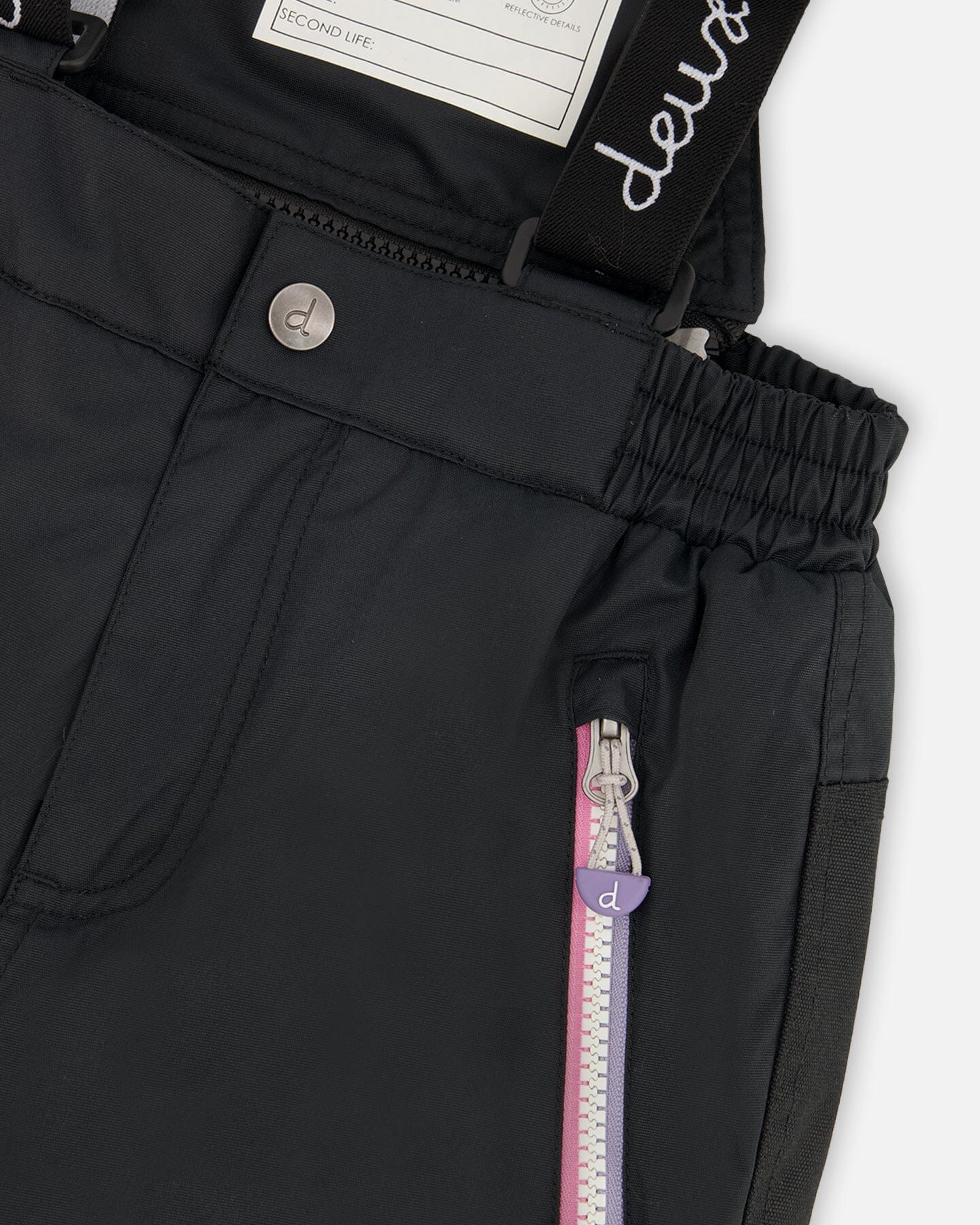 Ensemble de ski deux pièces avec veste imprimée et pantalon uni noir