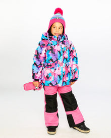 Ensemble de ski deux pièces corail flashy avec veste imprimée papillon