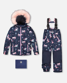 Ensemble de neige deux-pièces imprimé Licorne marine