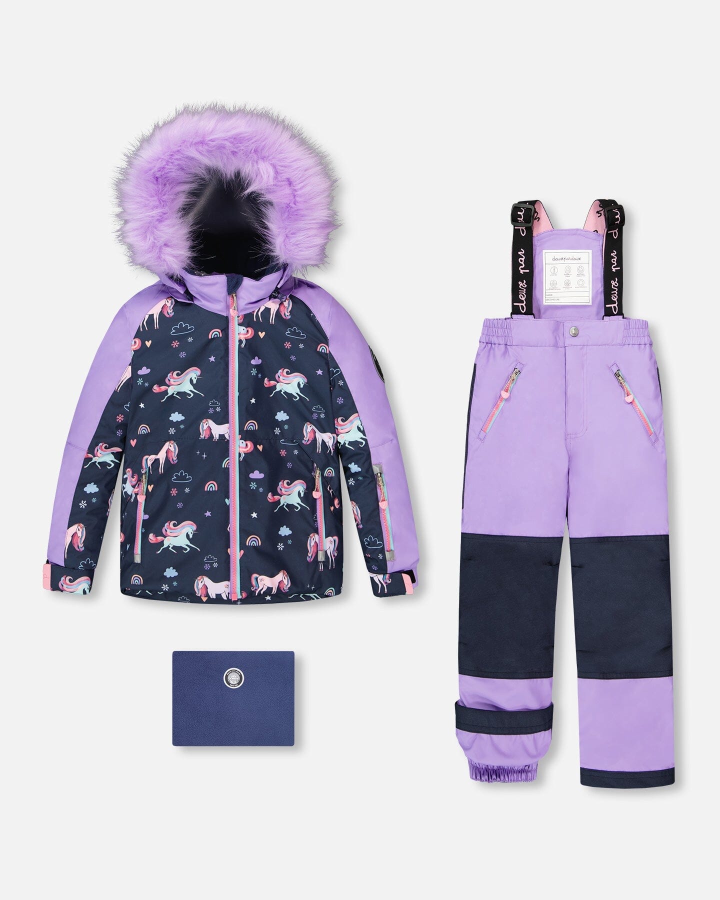Combinaison de neige deux pièces avec veste color block imprimée lavande