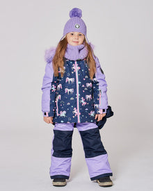 Combinaison de neige deux pièces avec veste color block imprimée lavande