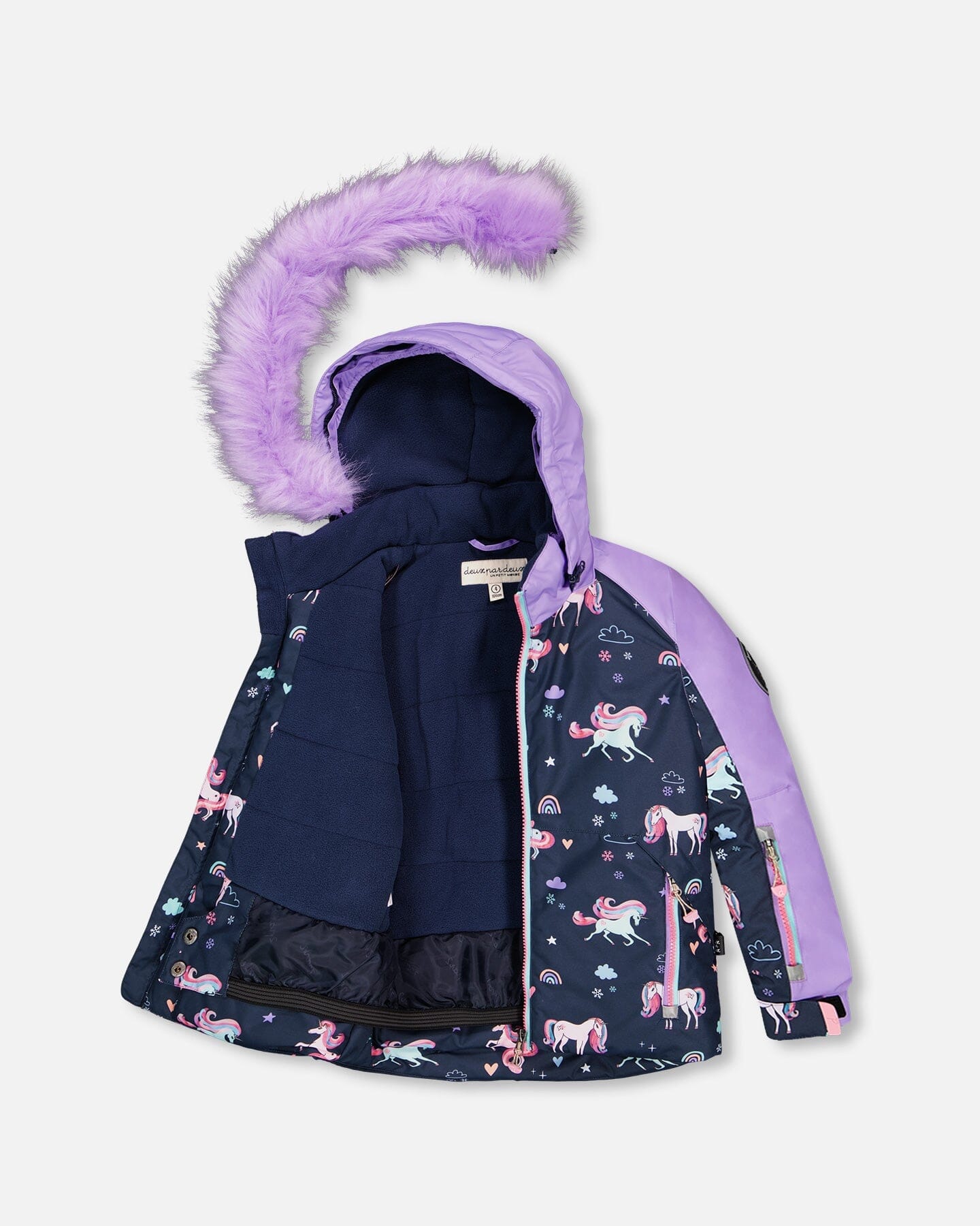 Combinaison de neige deux pièces avec veste color block imprimée lavande