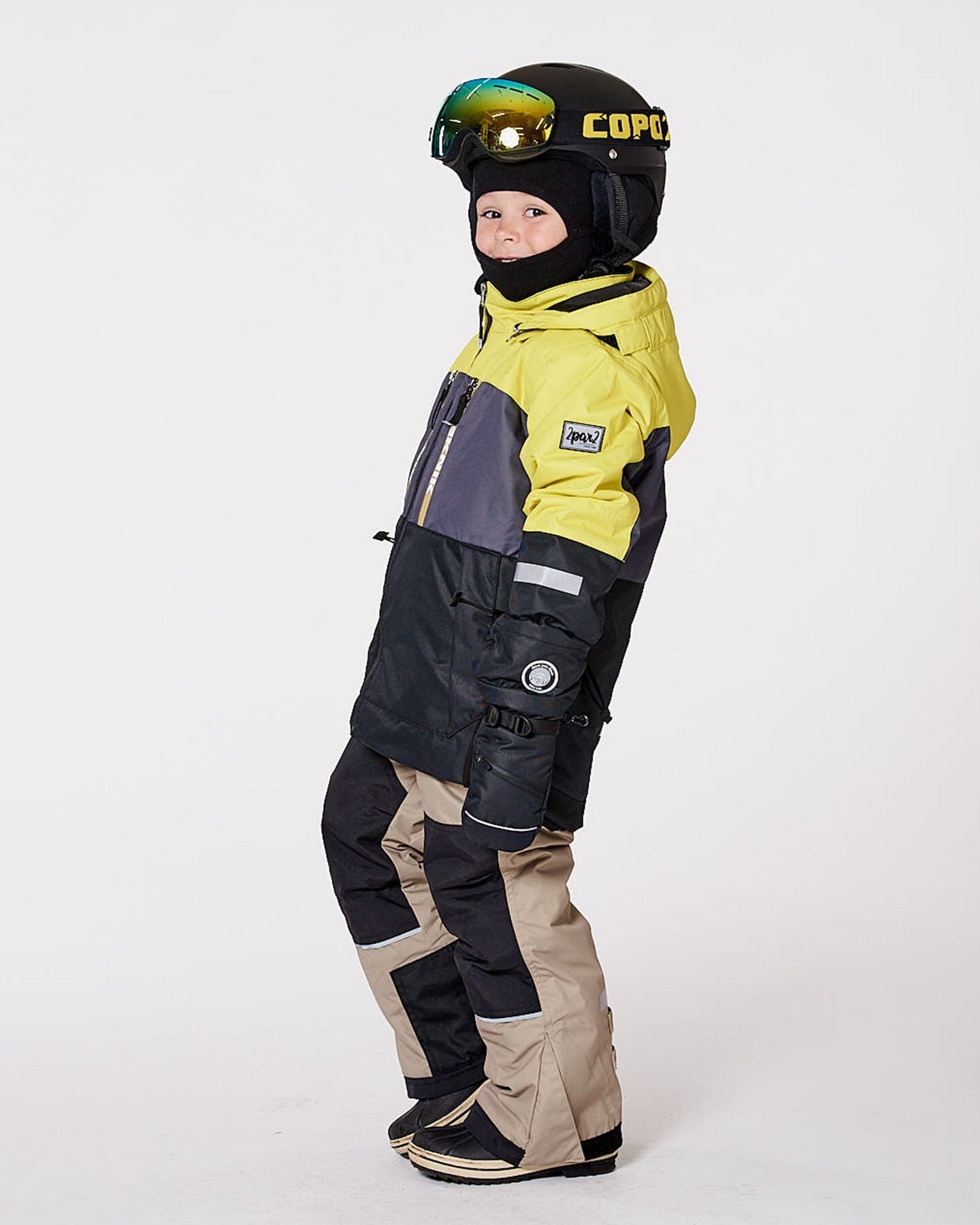 Combinaison de neige deux pièces Teknik Vert kaki clair à blocs de couleur
