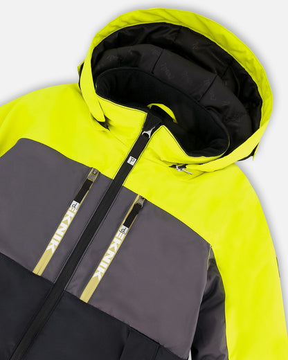 Combinaison de neige deux pièces Teknik Vert kaki clair à blocs de couleur
