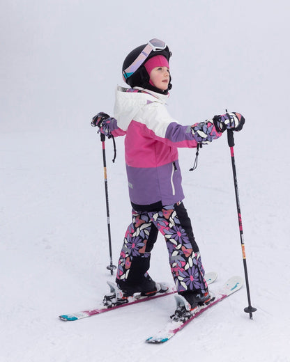 Combinaison de neige deux pièces Teknik imprimé fleurs rétro noir