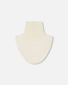 Cache-cou en polaire et tricot blanc cassé