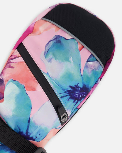 Winter Mittens Teknik Pink Watercolor Flower Print