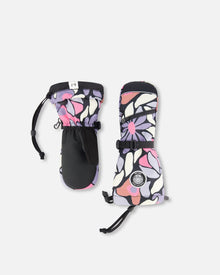 Mouffles d'hiver Teknik noires imprimé fleurs rétro