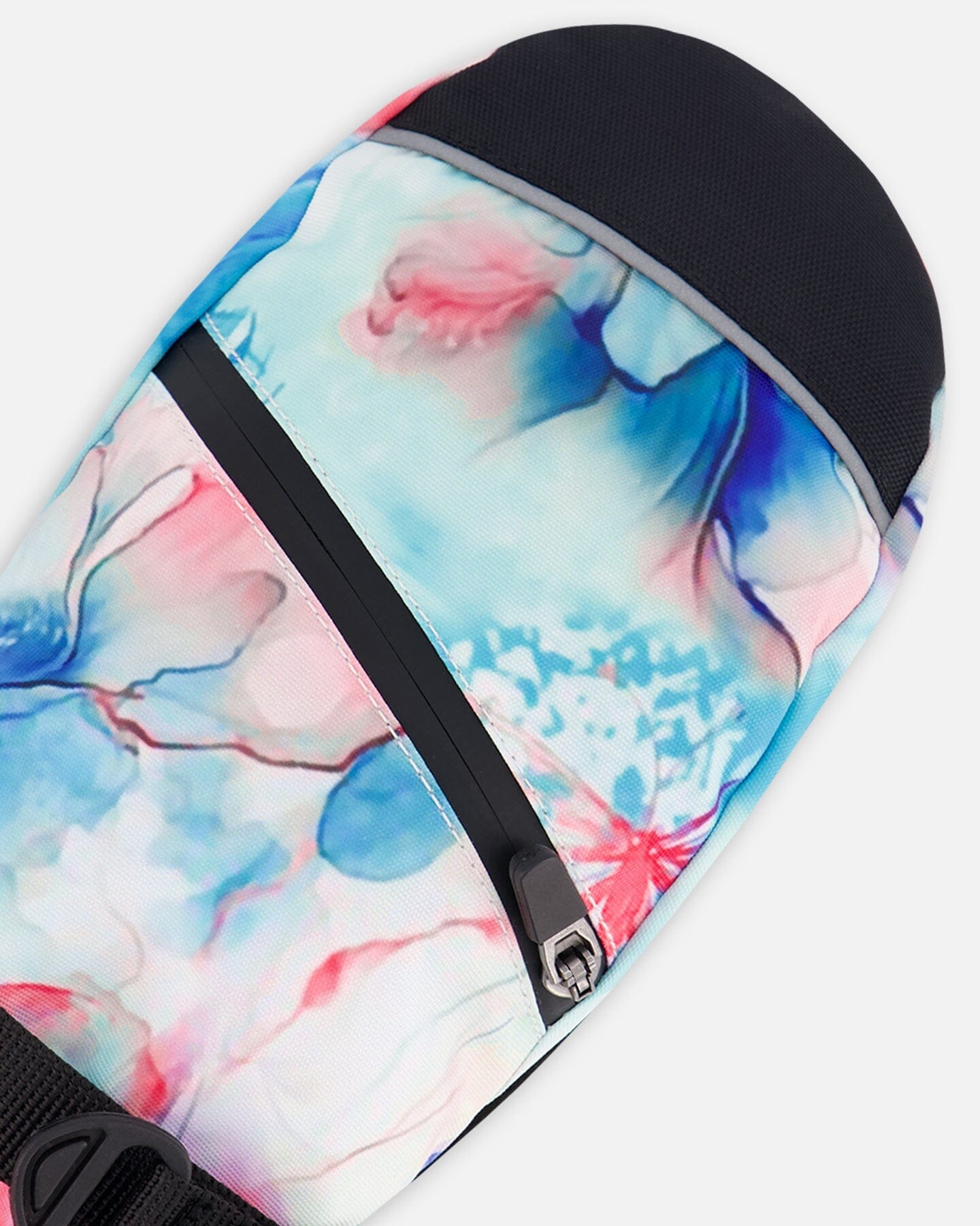 Mitaines d'hiver en polaire Motif fleuri bleu