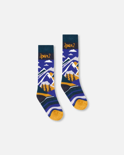 Chaussettes de ski d'hiver en laine mérinos sarcelle foncée