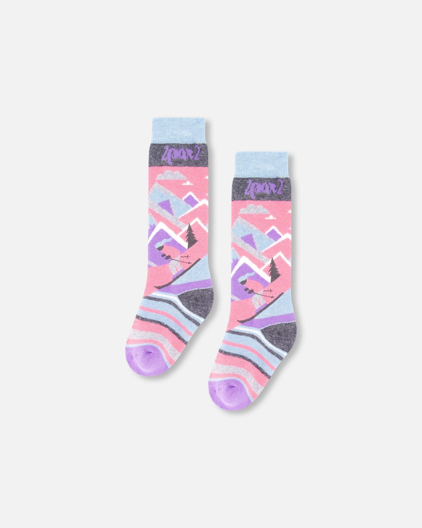 Chaussettes de ski d'hiver en laine mérinos roses