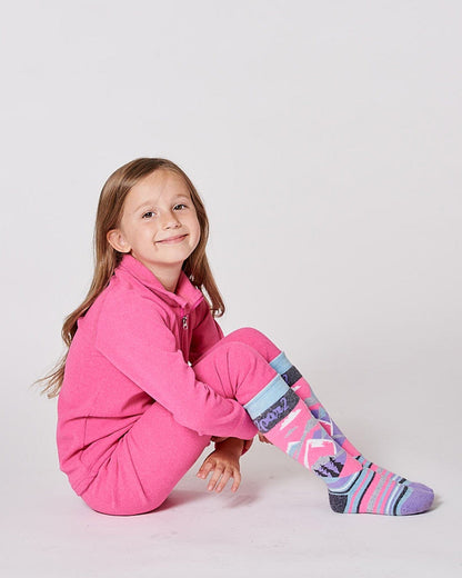 Chaussettes de ski d'hiver en laine mérinos roses