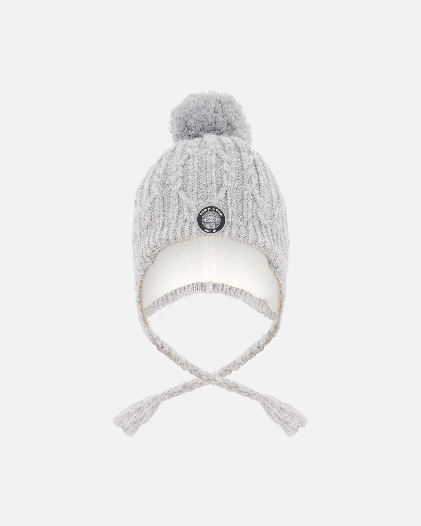 Bonnet d'hiver doublé avec pompon gris chiné