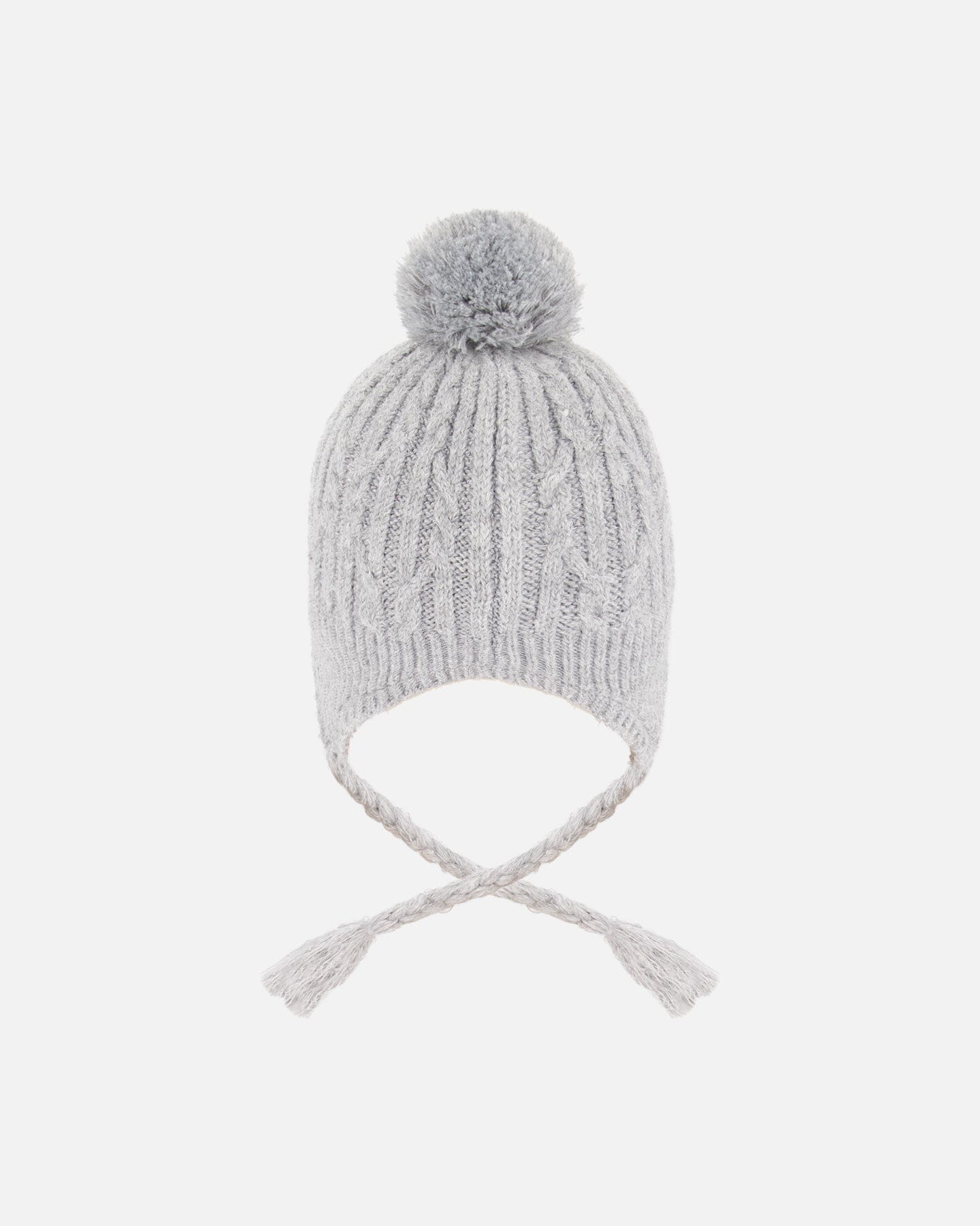 Bonnet d'hiver doublé avec pompon gris chiné