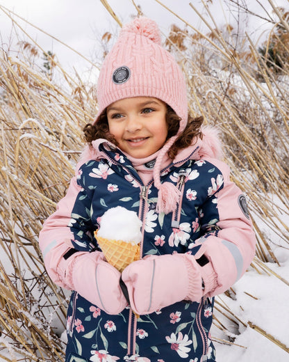 Lined Winter Hat With Pompom Dusty Pink
