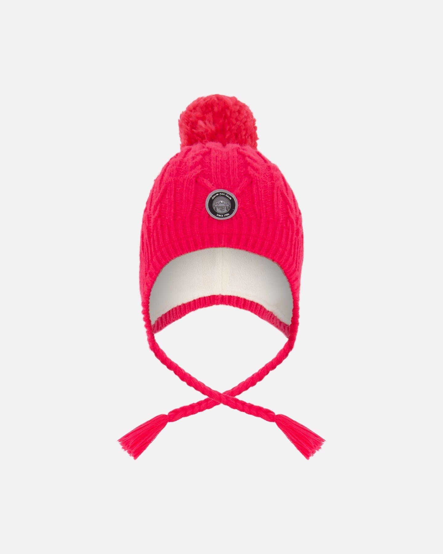 Bonnet d'hiver doublé avec pompon corail flash