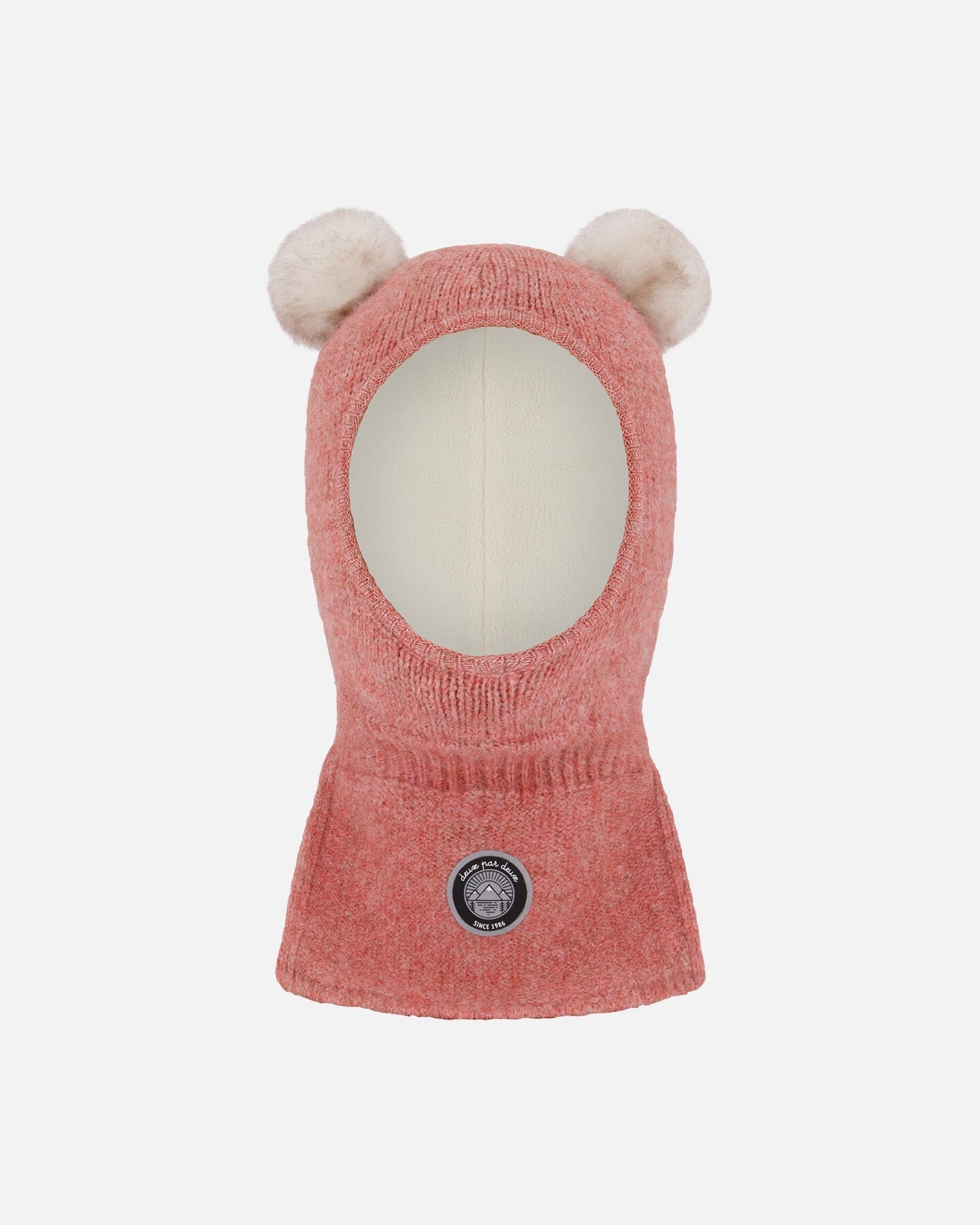 Cagoule tricotée rose poudré