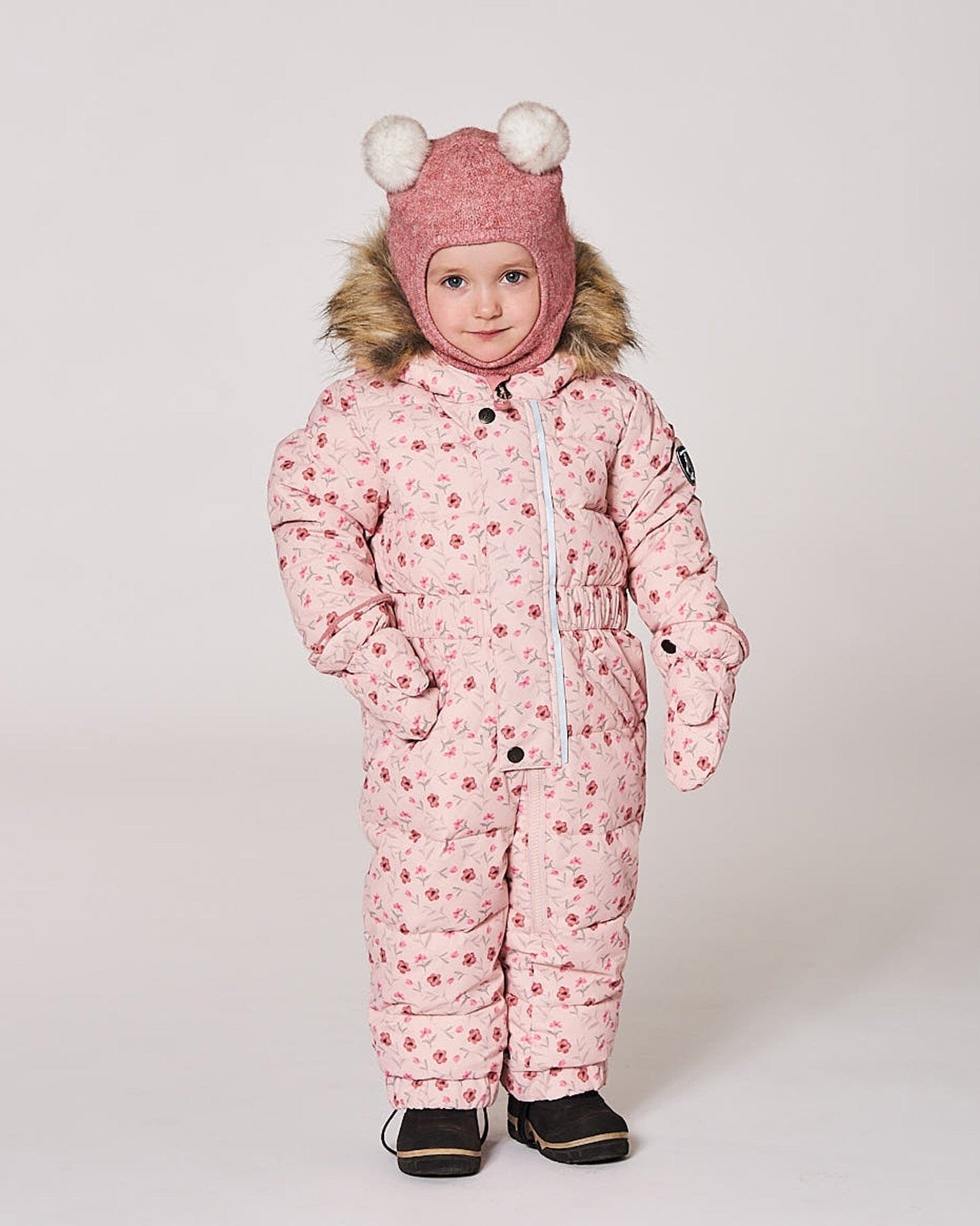 Cagoule tricotée rose poudré